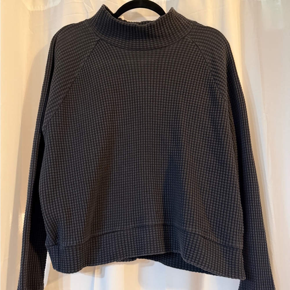 The North Face Black Waffle Knit Mock Neck Sweatshirt M - Picture 3 of 16